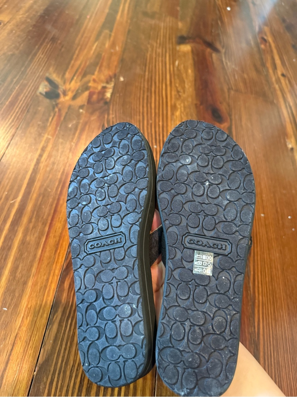 Coach Black Buckle Leather Flip Flop Sandals - Picture 3 of 5